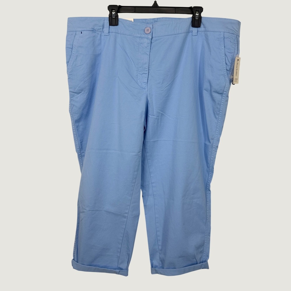 Crown & Ivy Charlotte Crop Pants Womens 20W Blue Curvy Twill Relaxed Chinos NWT